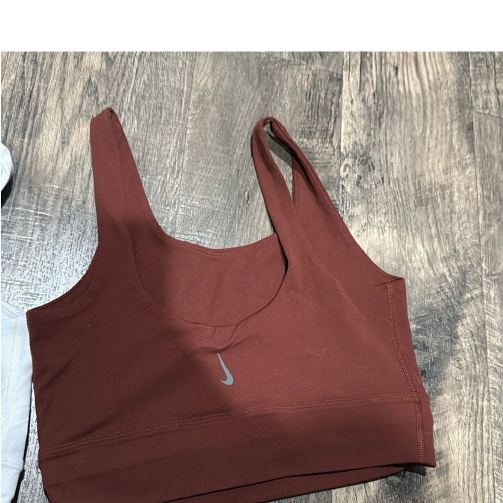 Nike Yoga Sports Bra in Brown with Wide Straps. Made in Jordan.